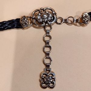 Brighton Belt Black Leather with Silver L/XL